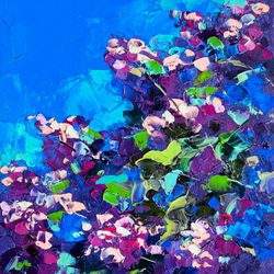 Lilac Painting Original Art Floral Oil Painting Purple Flowers Artwork