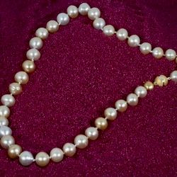 Round Cultured Gold Yellow Pearl Necklace