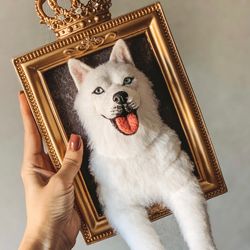 Husky portrait from photo - dog gift. Stuffed animal. And any other dog breed