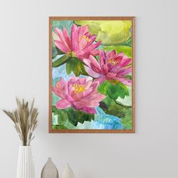 water lilies - full bloom - interior design, flower pictures, lily prints