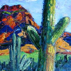 Desert Painting Oil Floral Original Art Landscape Impasto