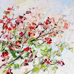 Blossom Tree Painting Original Art Plum Tree Oil Painting Floral Artwork