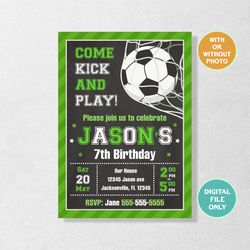 Soccer Invitation, Soccer Birthday Invitation, Soccer Invite, Soccer Party, Sports Invitation, All Stars Party, With Photo, Boy, Digital, Personalized