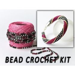 Do It Yourself, crochet beads kit, needlework jewelry, diy kit bracelet, making kit, beading kit bracelet