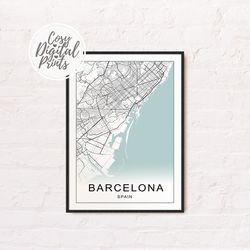 Barcelona DIGITAL Map Print | Barcelona DIGITAL DOWNLOAD Map | Barcelona Printable Map |  Barcelona Wall Art Map