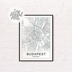 Budapest DIGITAL Map Print | Budapest DIGITAL DOWNLOAD Map | Budapest Printable Map | Budapest Wall Art Map