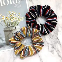 hair scrunchie - large fabric striped scrunchie 4 pack assorted
