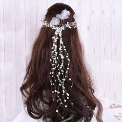 Wedding hair accessories - Bridal Pearl, Rhinestone & Flower halo with combs