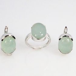 Sterling Silver Set With Chalcedony Stones