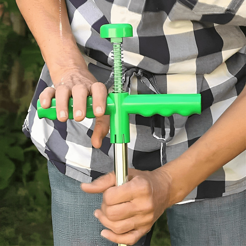 Longhandled weed removal tool for efficient gardening