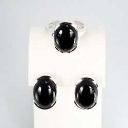 Sterling Silver Set With Black Onyx Stones