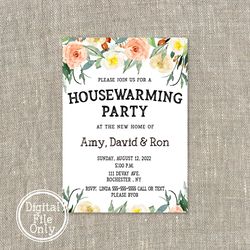 Housewarming Invitation, Flowers House Warming Party Invitations, Open House, Floral Housewarming, new home invite