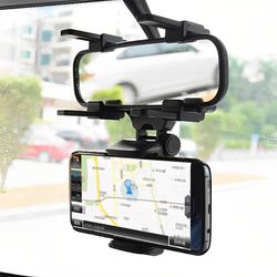 360 degree rear view mirror phone holder