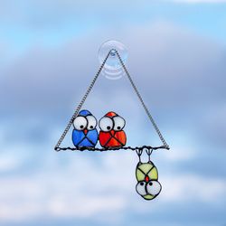 Owl bird suncatcher, Stained glass windows hangings, Home decor