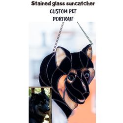 Custom pet portrait, Stained glass windows, suncatcher dog