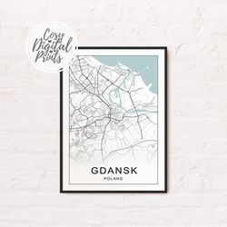 gdansk digital map print | gdansk digital download map | gdansk printable map | gdansk wall art map
