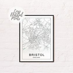 Bristol DIGITAL Map Print | Bristol DIGITAL DOWNLOAD Map | Bristol Printable Map |  Bristol Wall Art Map
