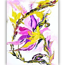 Lily Painting Flower Original Art Oil Floral Artwork Lily Small Wall Art
