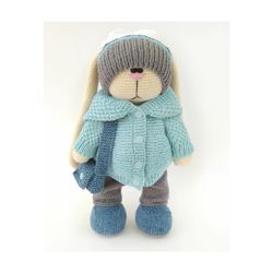 Bunny doll plush, Bunny Stuffed Animal, Crochet Bunny Doll with clothes