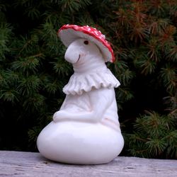 Great idea for a cute, fun gift. Unusual funny figurine ,Magic Mushroom ,Amanita Handmade ceramic figurine, Funny meme Sculpture ,Fictional character ,Fairy mushroom Garden decor ,Home decor ,Gift friend