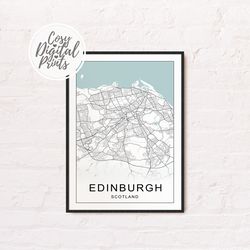 Edinburgh DIGITAL Map Print | Edinburgh DIGITAL DOWNLOAD Map | Edinburgh Printable Map | Edinburgh Wall Art Map