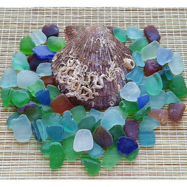 small multicolored sea glass