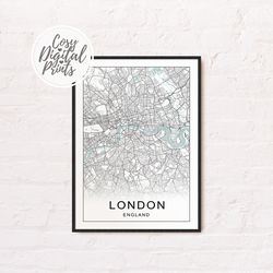London DIGITAL Map Print | London DIGITAL DOWNLOAD Map | London Printable Map | London Wall Art Map