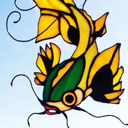 Koi Fish, Stained glass wall hangings, Suncatcher Mosaic