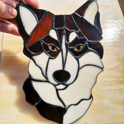 Husky, Dog, Wall decor, Gift for a dog lover, Stained glass, Suncatcher Mosaic