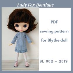 Raglan dress pattern for Blythe dolls