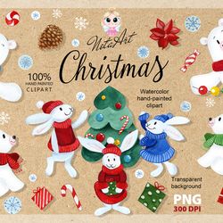 Christmas Animals Clipart, winter animal clipart