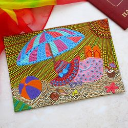 Womens passport cover, Leather passport holder, Hand-painted passport wallet, Bright passport case, Travel gift
