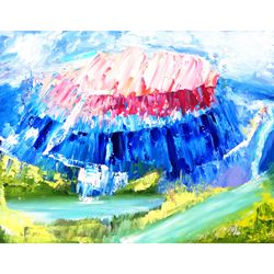 Crater Lake Painting National Park Original Art Oregon Painting Travel Artwork