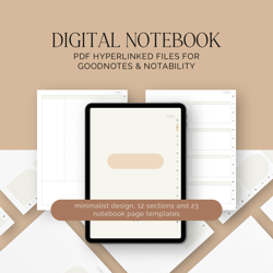 Digital Notebook for GoodNotes Notability Hyperlinked