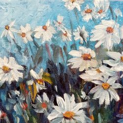 Daisies Painting Original Art Chamomile Small Oil Painting