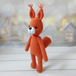 squirrel toy,plush squirrel toy,knitted squirrel,stuffed squirrel,birthday gift