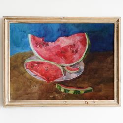 watermelon original painting watercolor artwork fruit painting kitchen decor