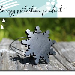 Energy protection shungite pendant for EMF blocking. Root chakra healing mineral