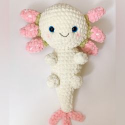 PDF pattern: Crochet axololotl pattern Plush strawberry axolotl Stuffed toy pattern