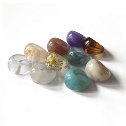 Resin Rings - Marbled Resin dome shaped chunky finger rings - 4Piece set Assorted Colors
