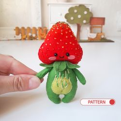 Strawberry toy stuffed and plushies patterns, Felt strawberry cute decor for nursery