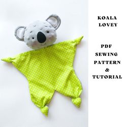 PDF sewing pattern Koala lovey Security Blanket Digital Download