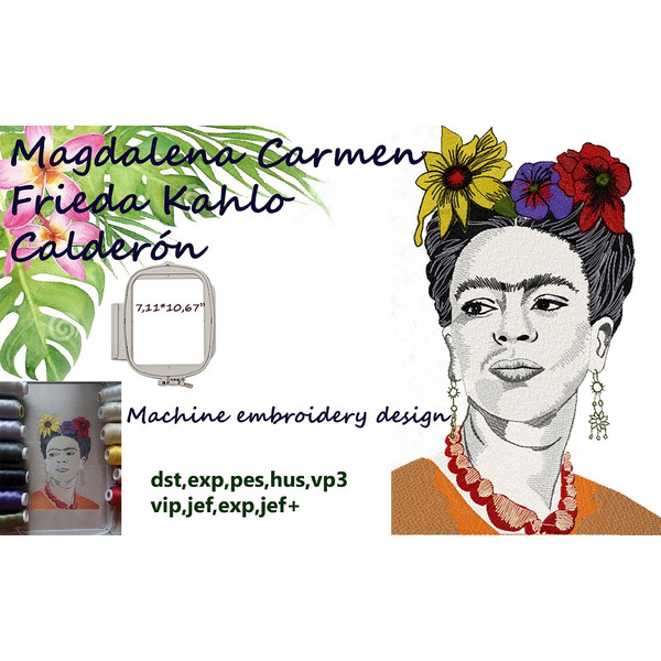 Frieda Kahlo  Machine Embroidery Design