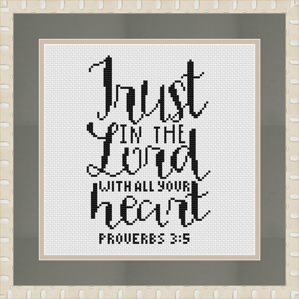 Bible verse cross stitch pattern "Trust in the Lord with all - Inspire ...