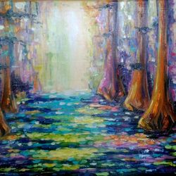 Oil Painting Louisiana Swamps Cypresses Oil on Canvas Landscape Louisiana Art
