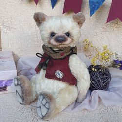 Awesome gift interior toy teddy bear Terry. Handmade artist collectible toy OOAK