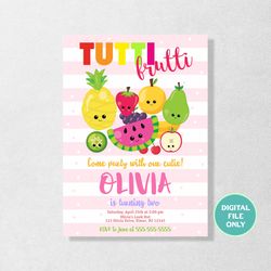 Tutti Frutti Invitation, Tutti Frutti Birthday Invitation, Tropical Birthday, Tropical Party, Fruit Birthday Invitation, Tutti Frutti Party,  Digital, Personalized
