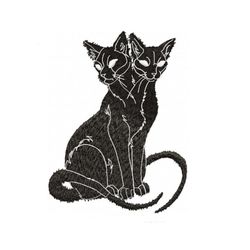 Two-headed black cat. Machine embroidery design "Cat"
