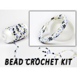 Do It Yourself bead crochet bracelet pattern make your own kit christmas Xmas jewelry adult craft secret santa gift ideas bead crochet kit