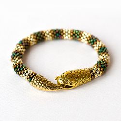 Snake bracelet for women, Ouroboros bracelet, Serpent jewelry